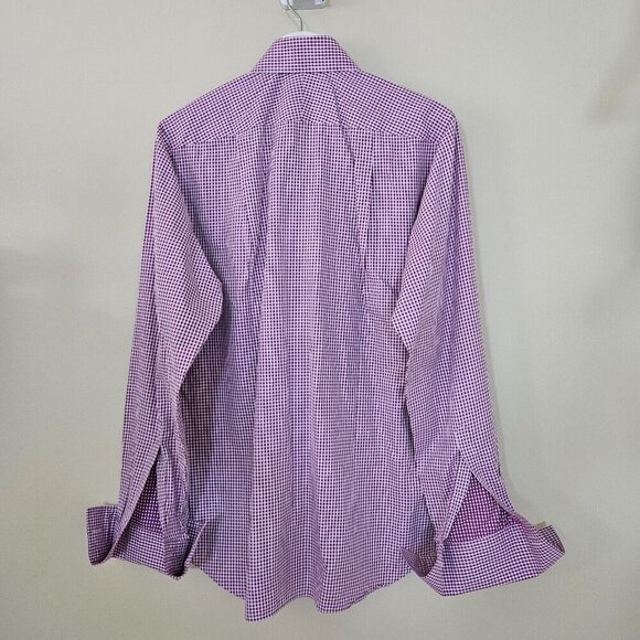 Charles Tyrwhitt Shirt Mens 15.5 M Slim Fit French Cuff Plaid LS Buttons Dressy - Picture 16 of 16